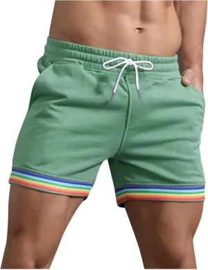 2024 Mens Shorts, Summer Solid Color Stripe Shorts Pants, Pocket Drawstring Loose Casual Gym Sports Running Shorts