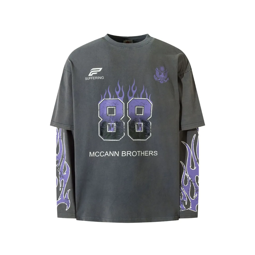 88 Flames Mock Layer T-shirt