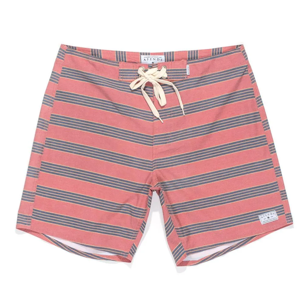 Afends Mens Easyrider - Red Stripe - Fixed Waist Board Short