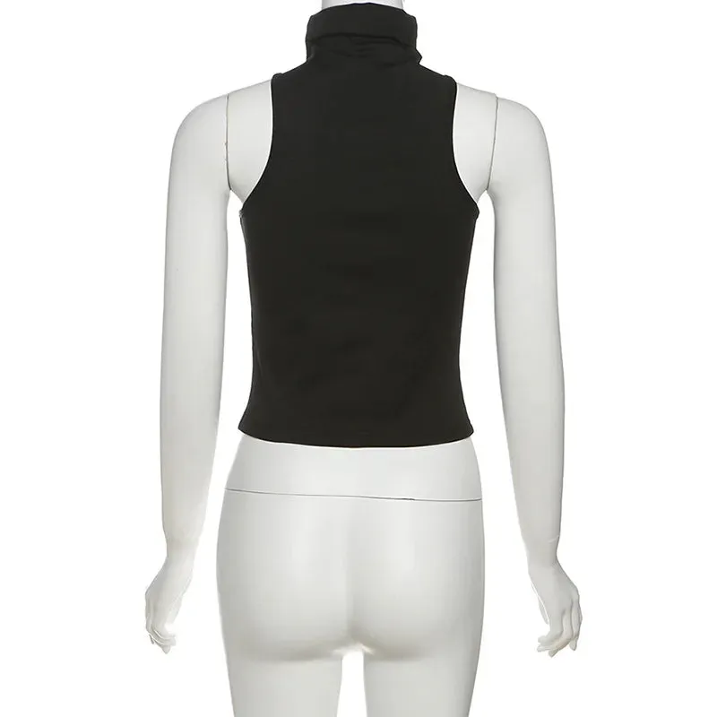 Black Turtleneck Metal Ring Top