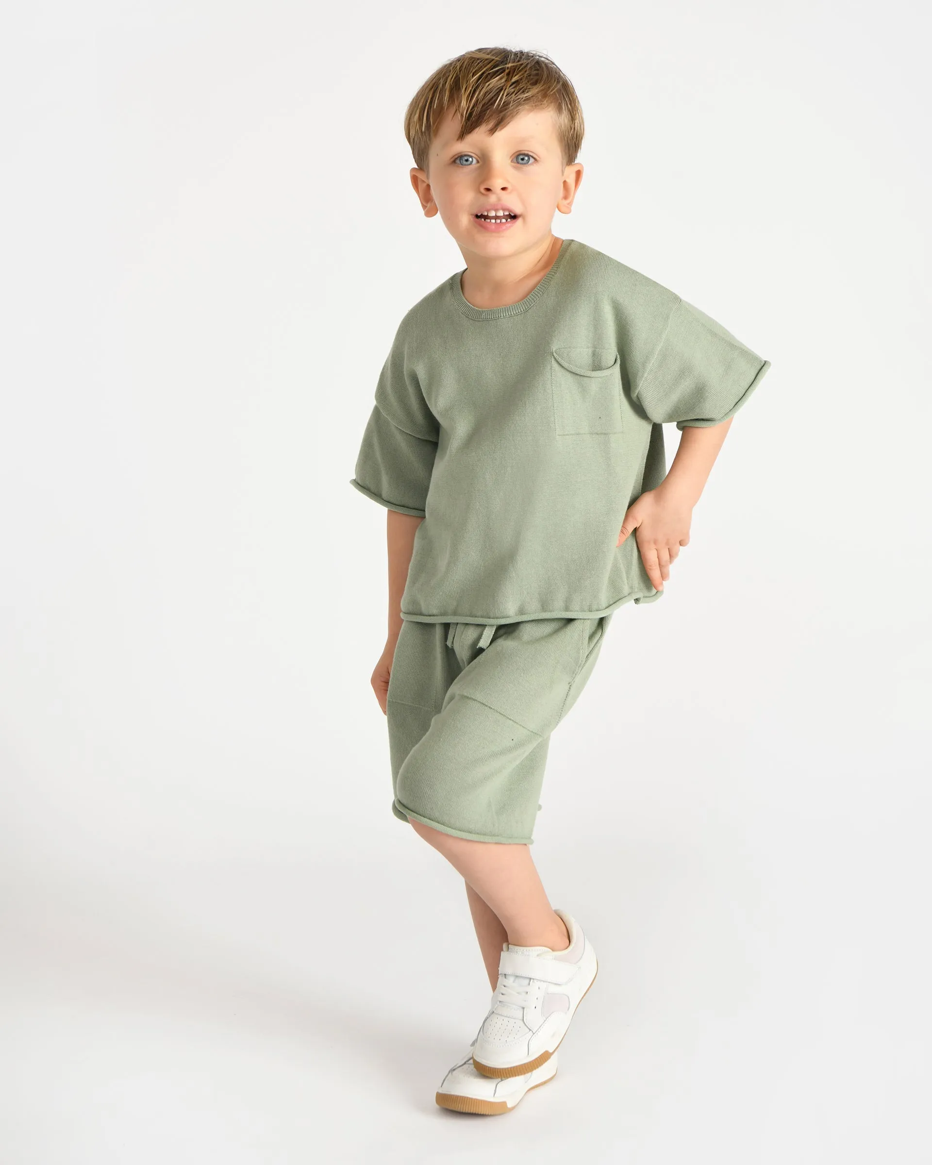 Boxy Cotton Tee Pocket