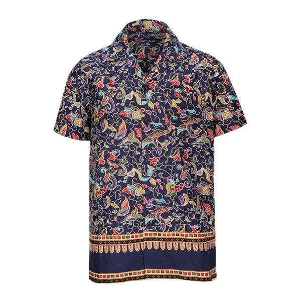 BOYS NAVY BLUE FLORAL SHORT SET