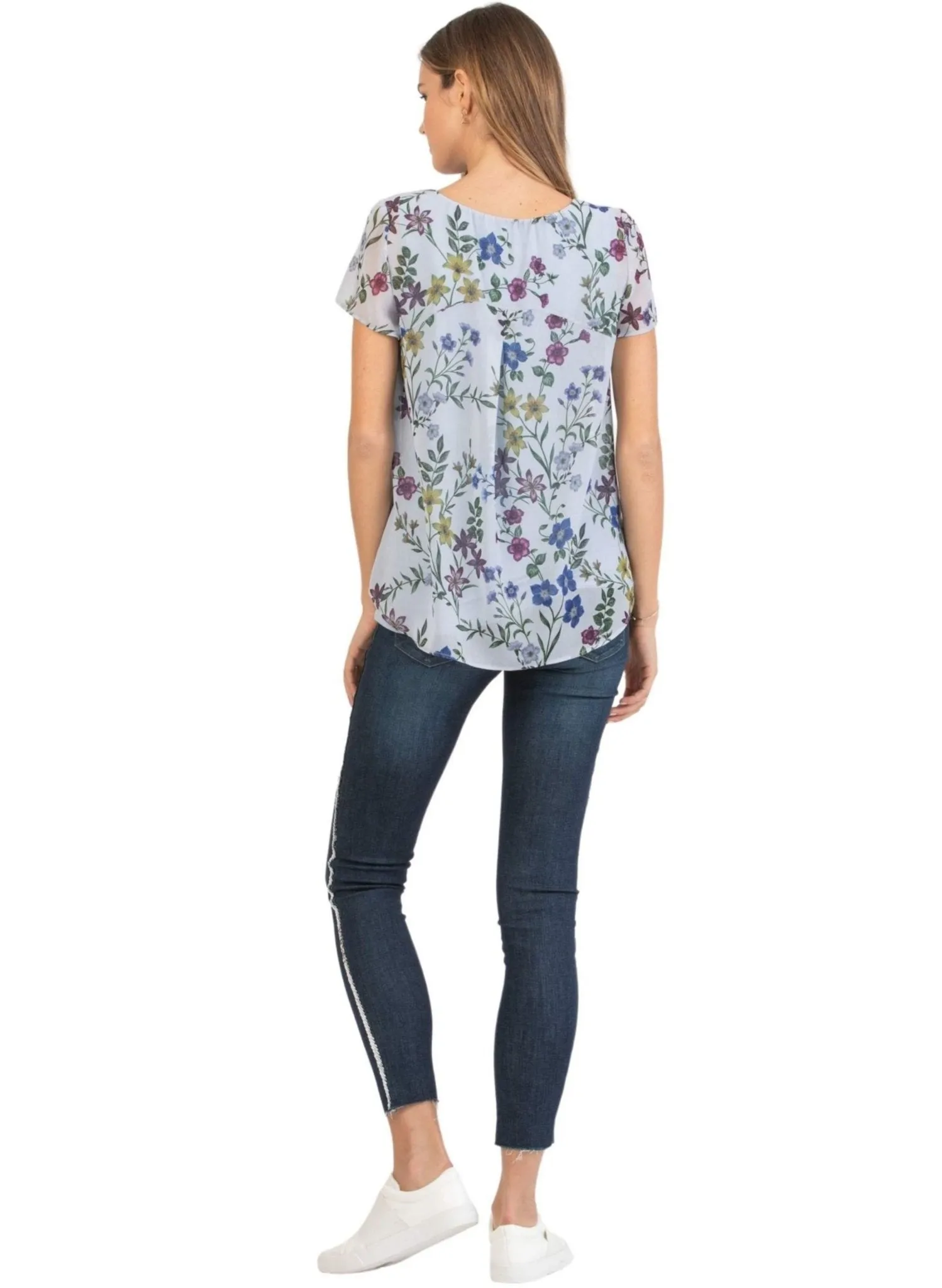 Double Layer Maternity T-Shirt with Floral Print