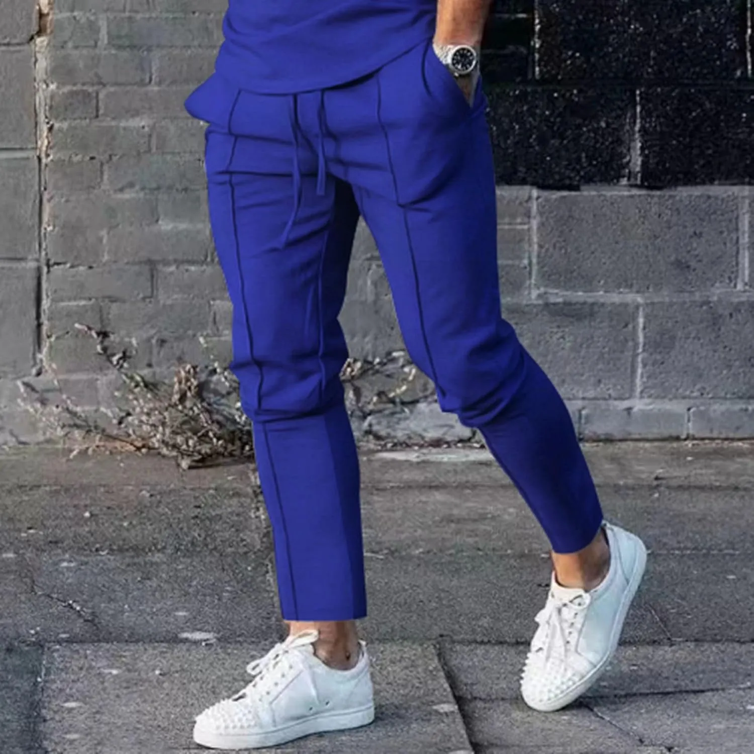 evzosrz Mens Joggers Pants Casual Joggers Gym Workout Track Sweatpants Slim Fit Stretch Tapered Trousers Skinny Leg Pockets