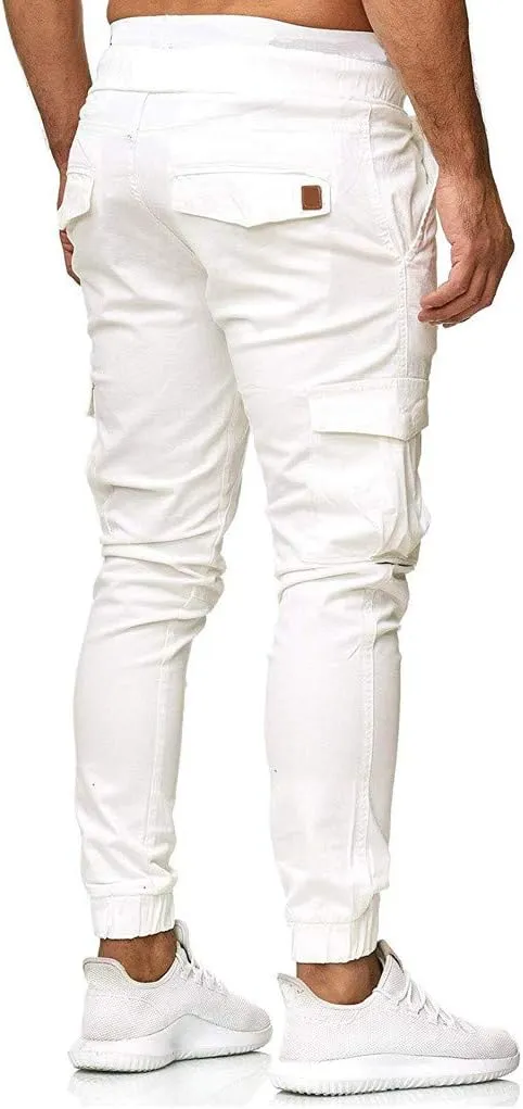 GOKKILRW Mens Chino Work Slim Fit Jogger Fashion Outdoor Cargo Hiking Pants Drawstring Athletic Workout Gym Sweatpant Trouser