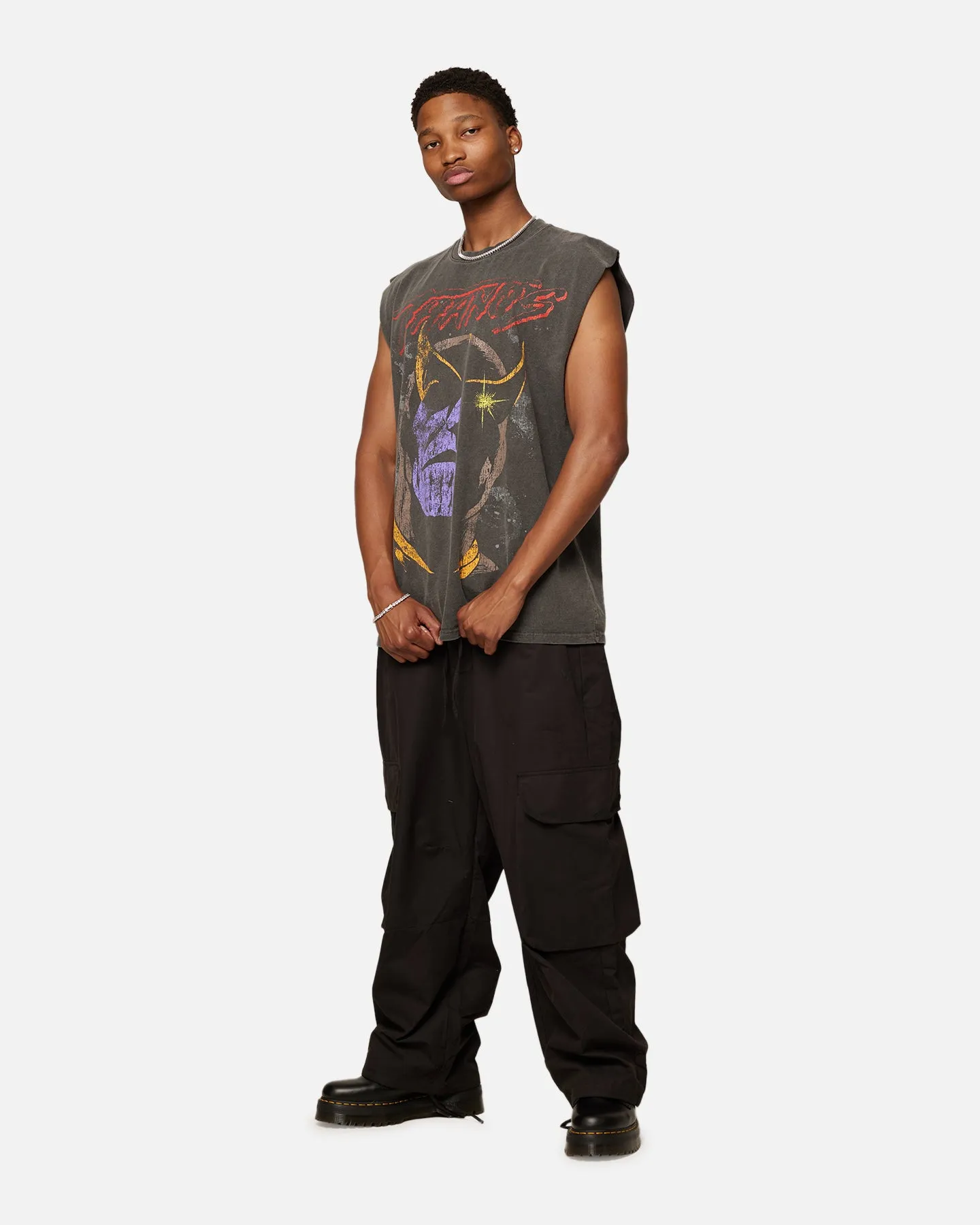 Marvel Thanos Heavyweight Vintage Muscle T-Shirt Black Wash