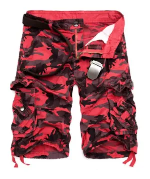Mens Cargo Shorts  Red Camo Print
