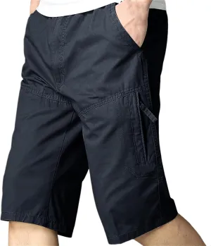 Men's Classic Cargo Shorts Casual Straight Leg Shorts Solid Color Slim Fit Pants Summer Work Pants with Pockets
