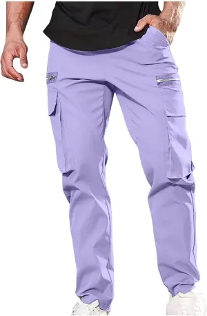 Mens Slim Fit Hiking Cargo Pants Tactical Pants Multiple Pockets Outdoor Straight Leg Trousers Casual Sweatpants