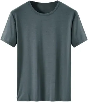 Men's Solid Color Quick Dry Sport T-Shirt Short Sleeves O-Neck Casual Tees Gym Top