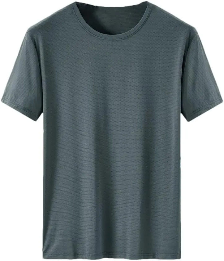 Men's Solid Color Quick Dry Sport T-Shirt Short Sleeves O-Neck Casual Tees Gym Top