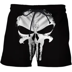 Skull Printed Beach Shorts Men 3d Funny Casual Short