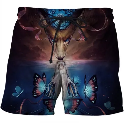 Skull Printed Beach Shorts Men 3d Funny Casual Short
