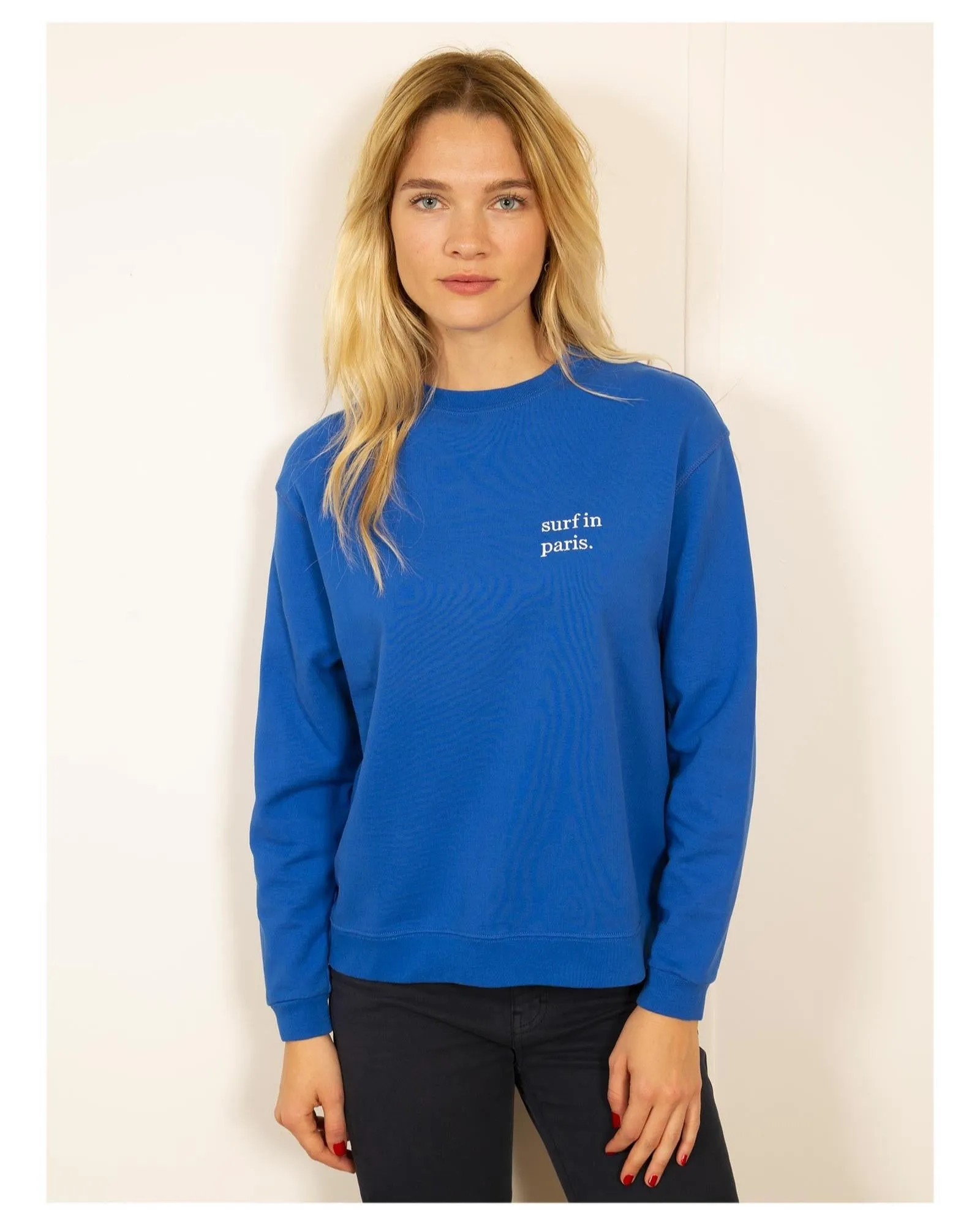 Surf in Paris Embroidered Sweatshirt (Blue)