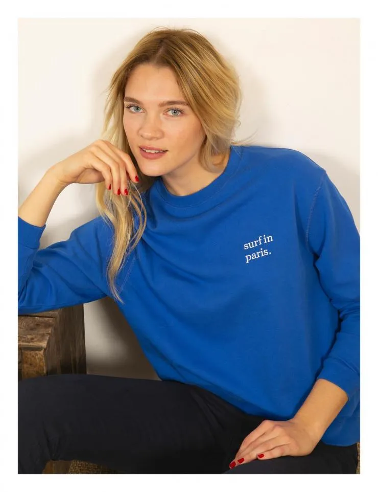 Surf in Paris Embroidered Sweatshirt (Blue)