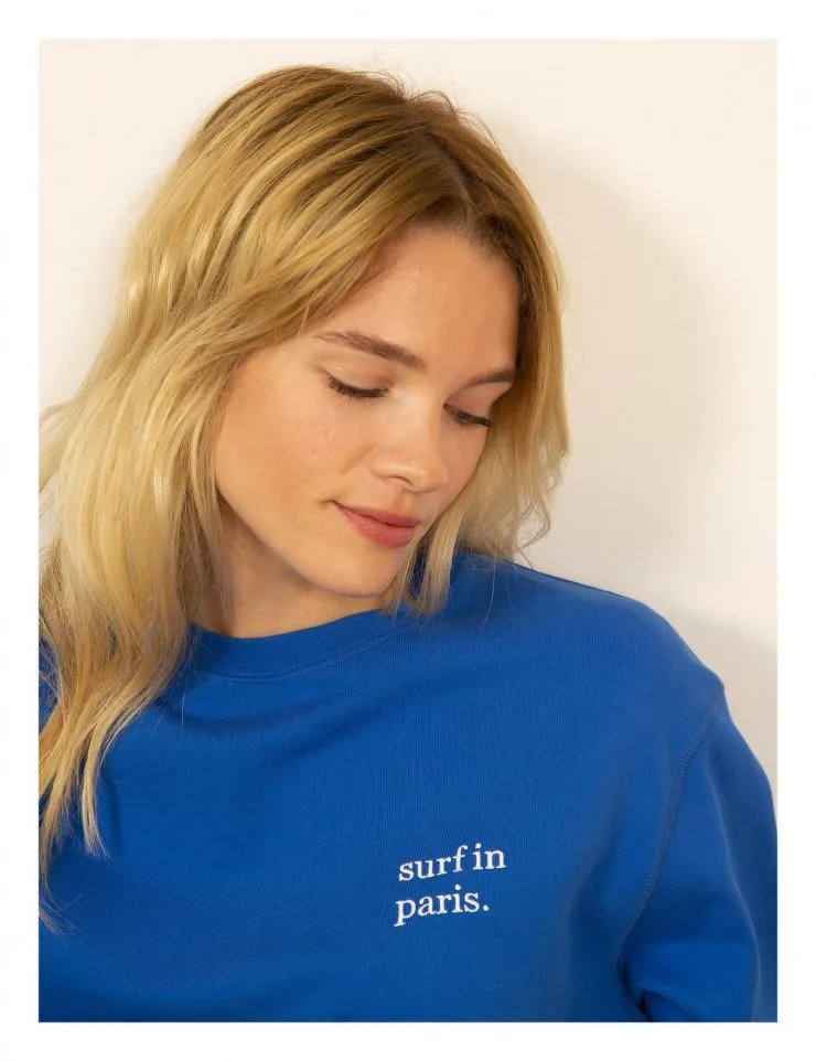 Surf in Paris Embroidered Sweatshirt (Blue)