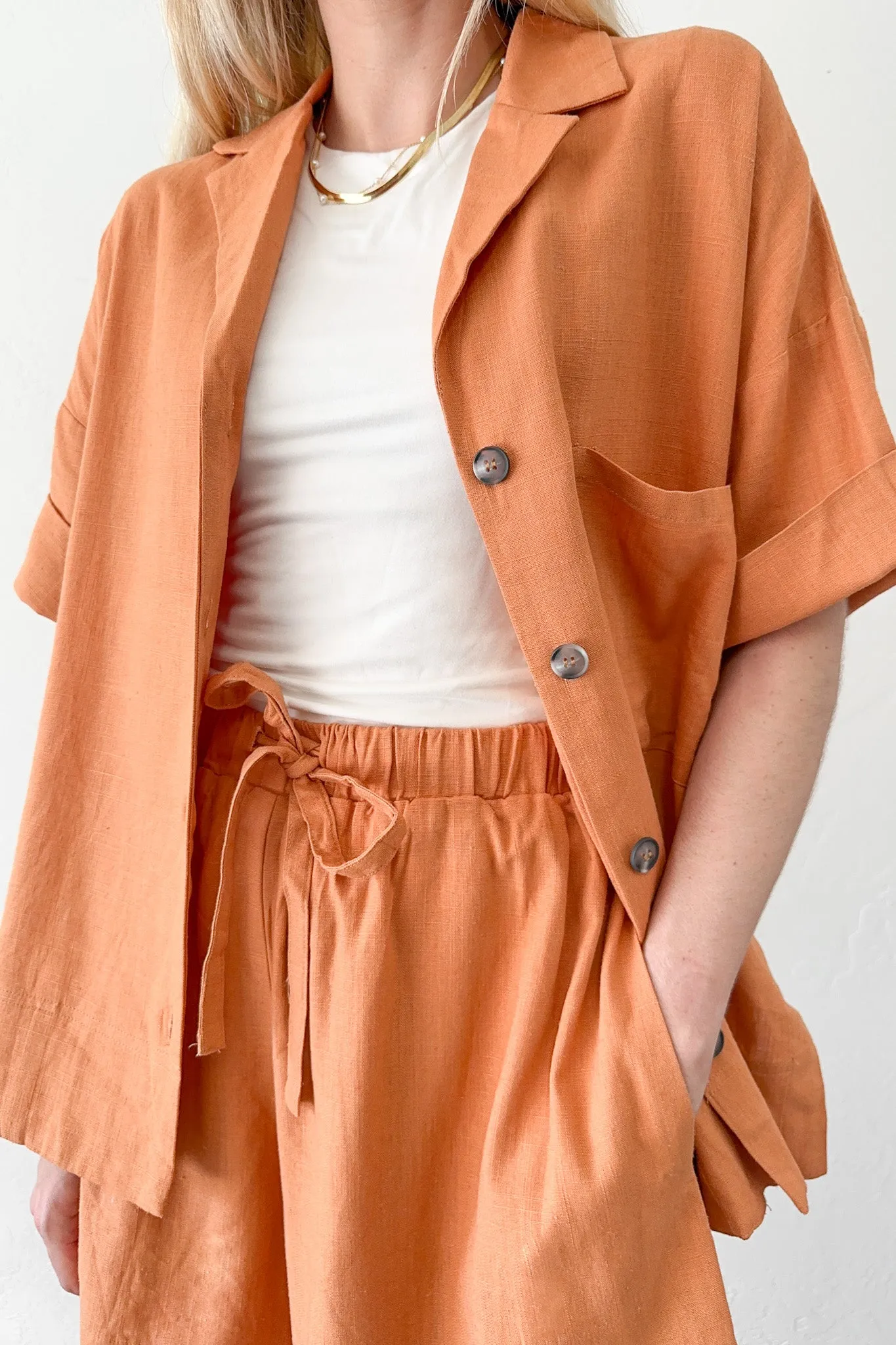 Terracotta Linen Short Set