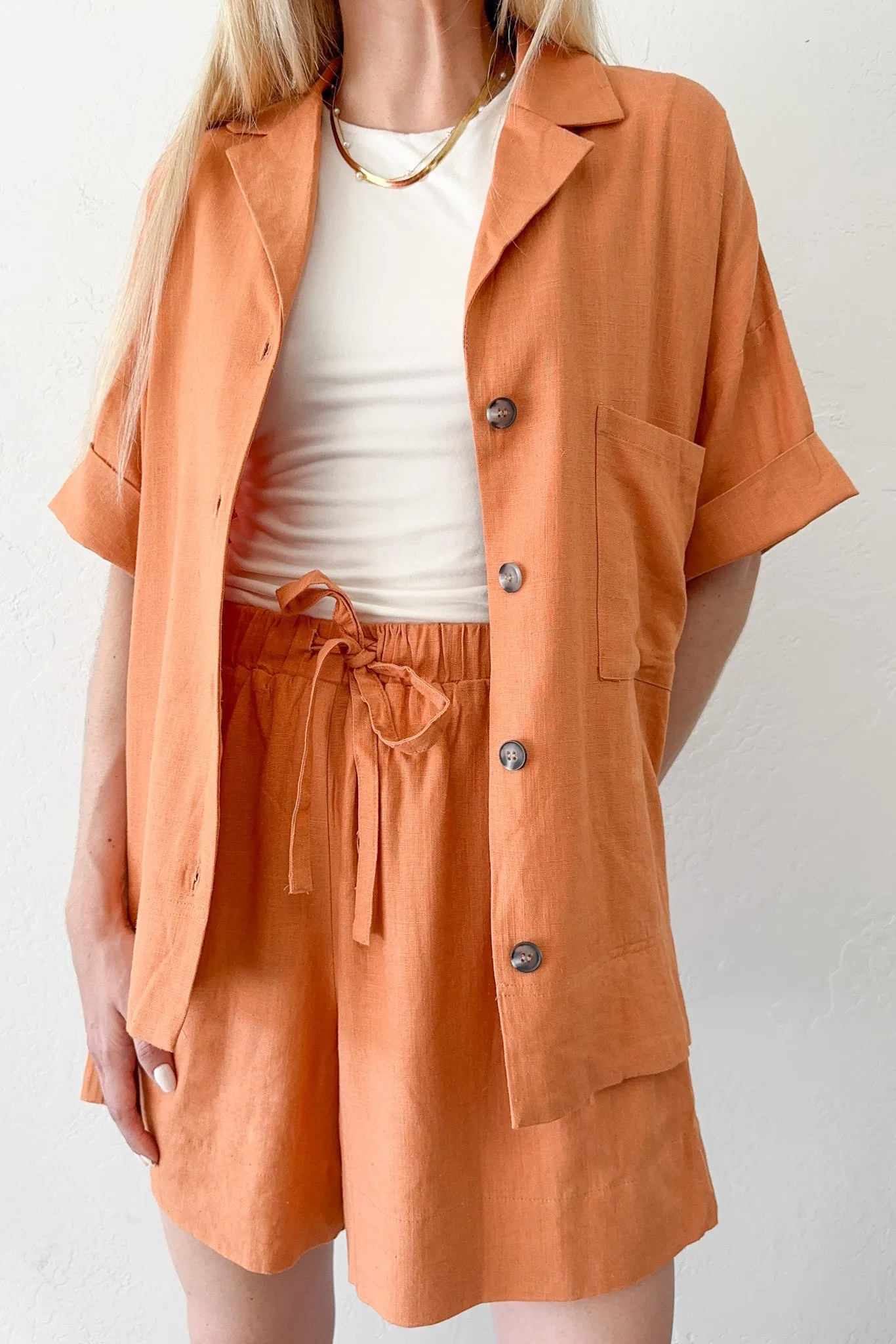 Terracotta Linen Short Set
