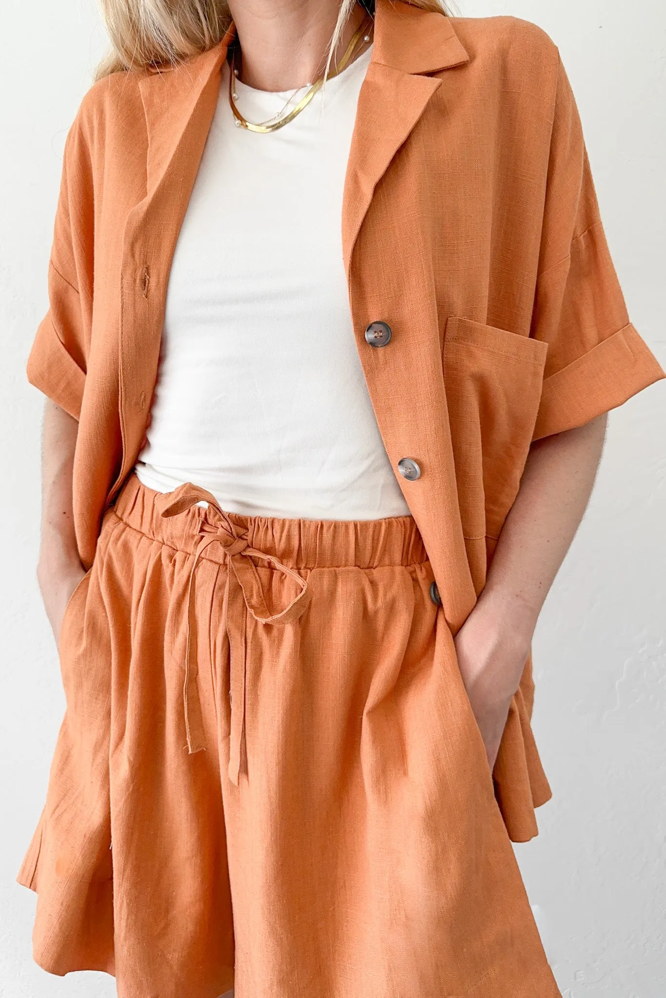Terracotta Linen Short Set