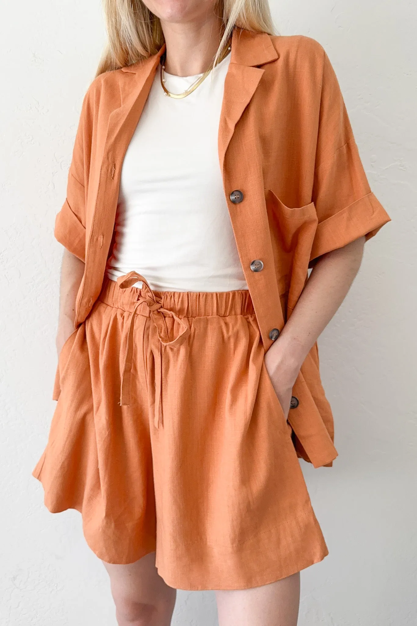 Terracotta Linen Short Set