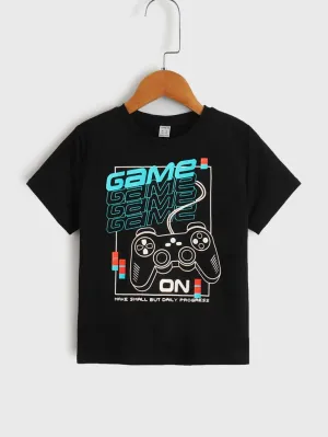 Toddler Boys Letter & Cartoon Graphic Tee