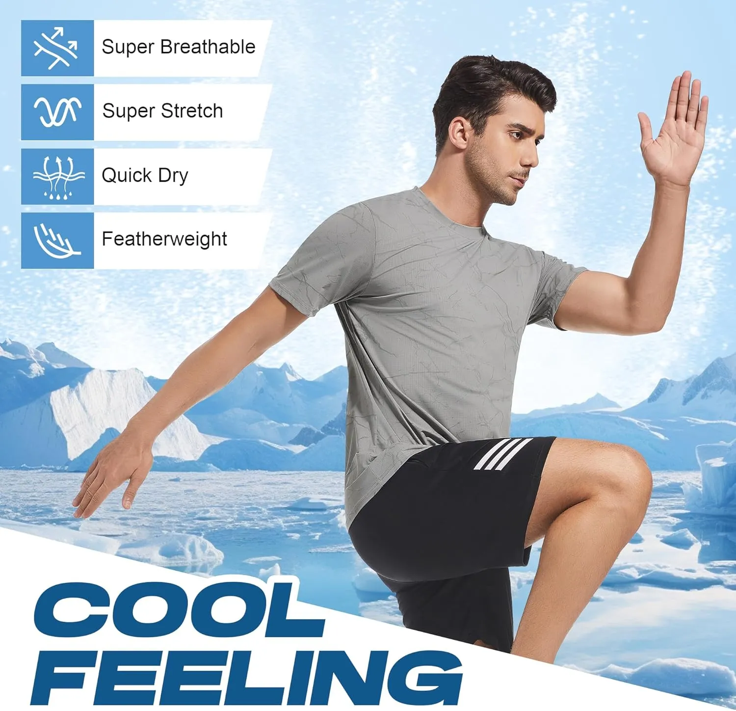 WARHORSEE Mesh Workout T Shirts for Men Breathable Quick Dry Athletic Moisture Wicking Short Sleeve Crew Neck Tees Men