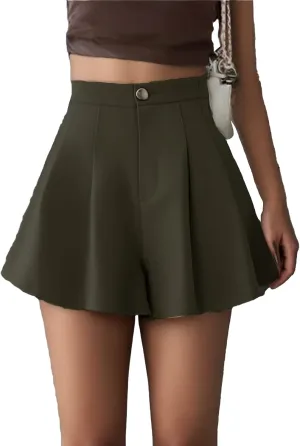 Women's Casual Elastic High Waisted Wide Leg Flowy Shorts Pleated Dressy Summer Shorts Short for Women Casual